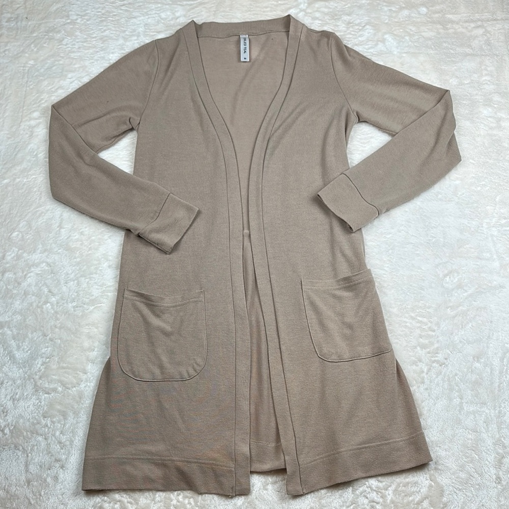 Tickled Teal Tan Cardigan Sweater